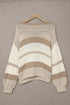 V-Neck Knitted Lantern Sleeve Pullover Sweater